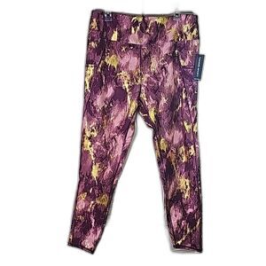 Tahari Athletic Leggings by Sport Purple Gold Size XL NWT